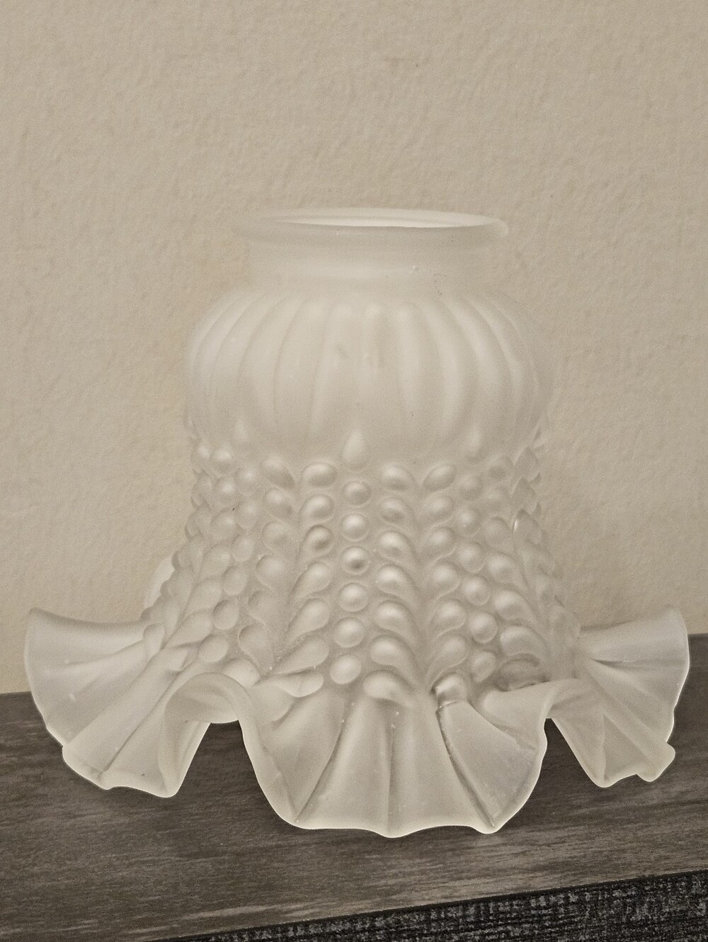 Vintage Frosted Glass Tulip Ruffle Sconce Lamp / Ceiling Fan Shade Set Of 2 - Picture 4 of 12